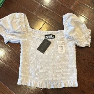 Brand New with tags Katie J s/s puff sleeve top white size XS